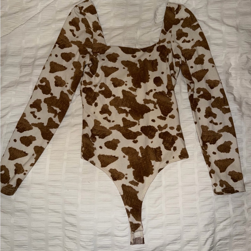 Bohme Brown and White Cow Print Bodysuit